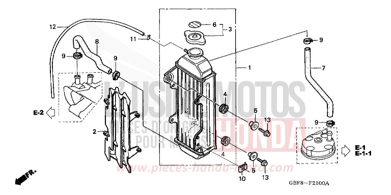 RADIATEUR de CR85R "Grandes Roues" EXTREME RED (R292) 2004